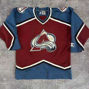 Men's Vintage 90s Starter Colorado Avalanche Maroon Autographed Home Jersey Sz S